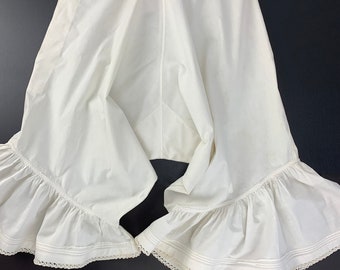 1890's Vintage Bloomers - Pantaloons - All Cotton With Lace Details - 27 Inch Waist