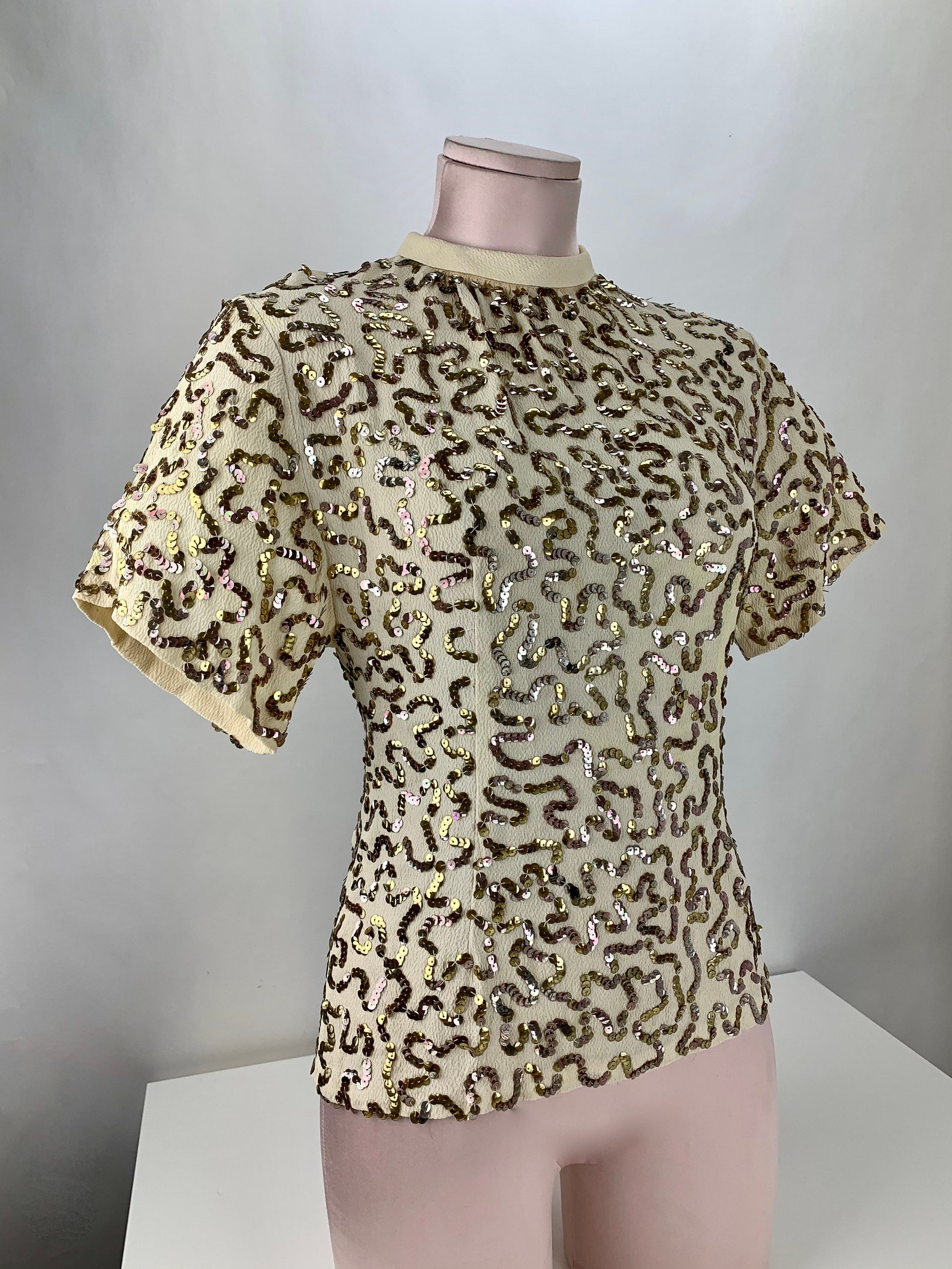 1940er Jahre Rayon Pailletten Crepe Antik Gold schillernde | Etsy