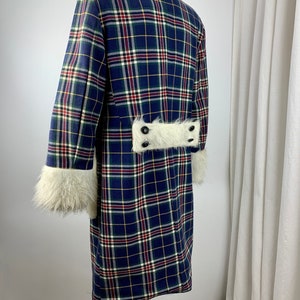 1970'S Pimp Jacket Faux Fur & Wool Plaid Austin Powers Style Fully Lined NOS Dead-Stock /Men's Size Large image 6