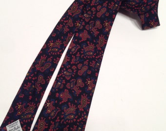 1960's Italian Wool Tie - DAMON Label - Paisley Pattern - Mod - Narrow Width