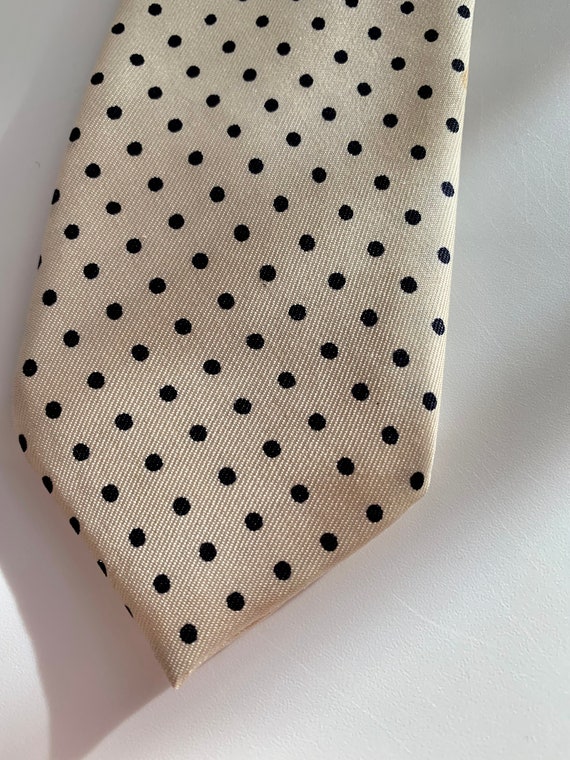 Early 1960's Polka Dot Tie - Small Black Polka Do… - image 5