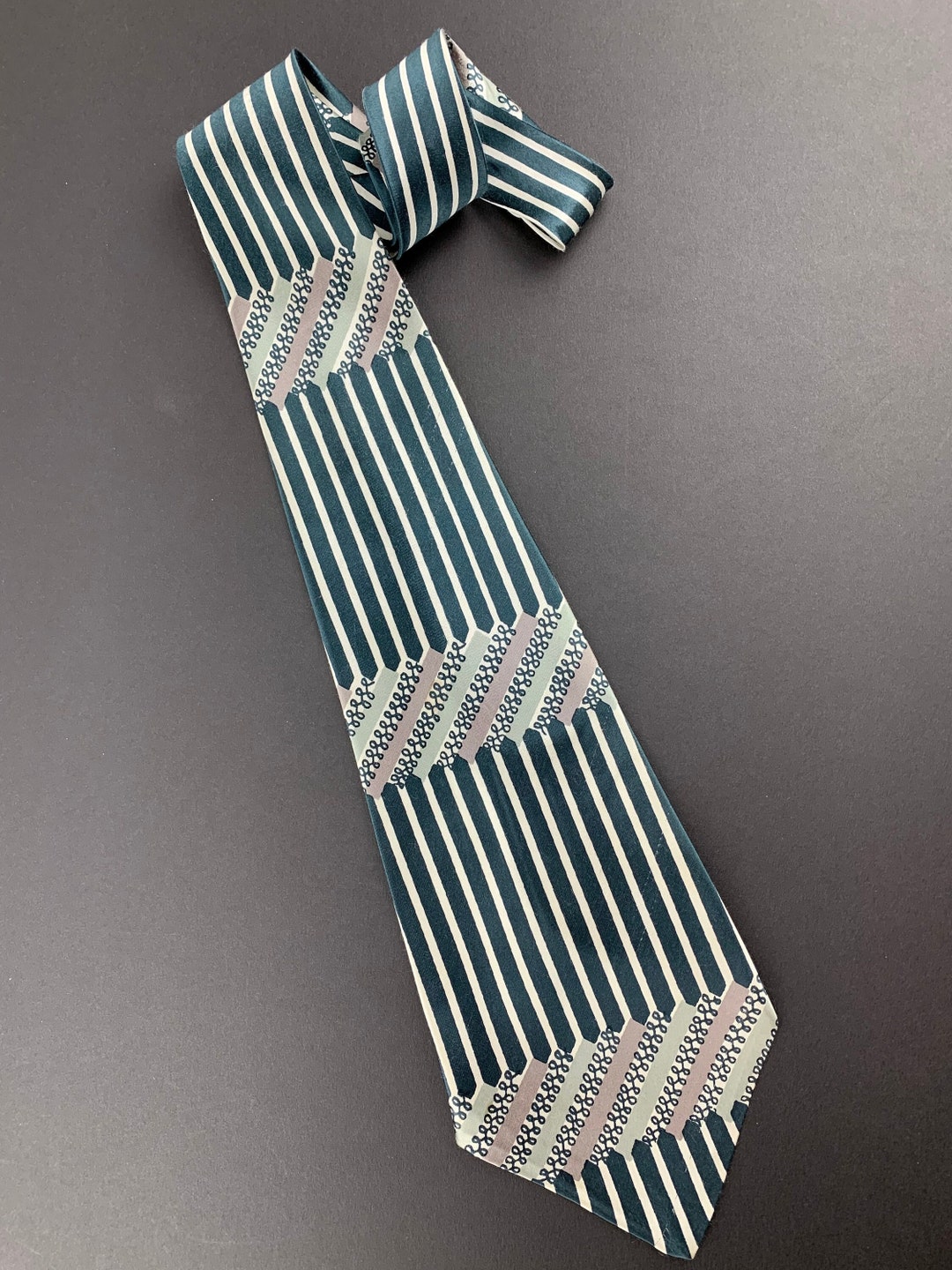 1940's-50's Wide Vintage Tie Long Thin Lines With - Etsy