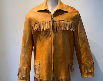 Amazing 1940's Tan Genuine Buckskin Deerskin Leather Jacket