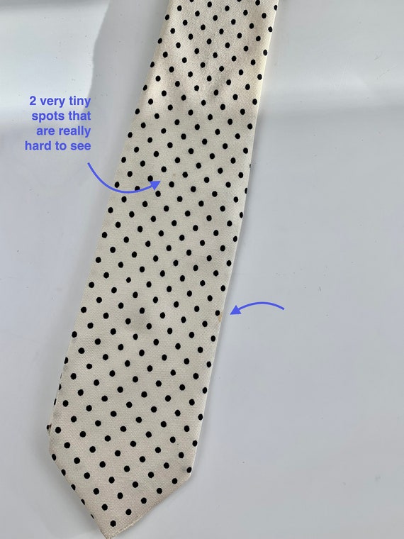 Early 1960's Polka Dot Tie - Small Black Polka Do… - image 9