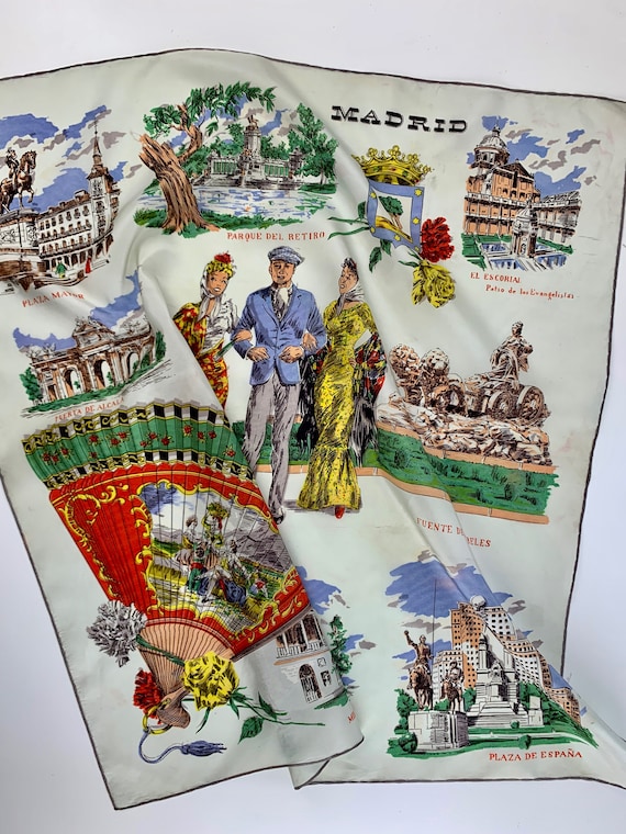 1950'S MADRID Souvenir Scarf - Tourist Scarf - Ace