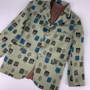 1960'S Young Boy's SportCoat Cool Print in Polished Cotton 3 Button Closure Satin Lined Metal Buttons image 8