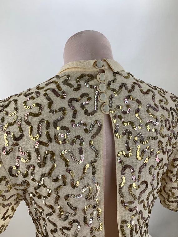 1940's Rayon Sequin Crepe - Antique Gold Iridesce… - image 6