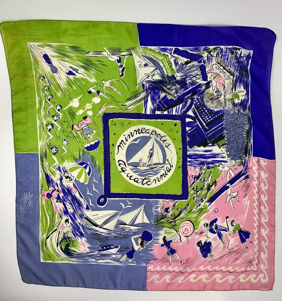 RARE 1940's-50's Minneapolis Aquatennial Scarf - S
