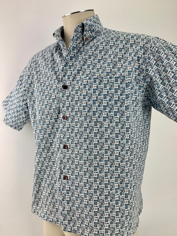 1960's Shirt - All Cotton - FINK Label - Tiny Blu… - image 5