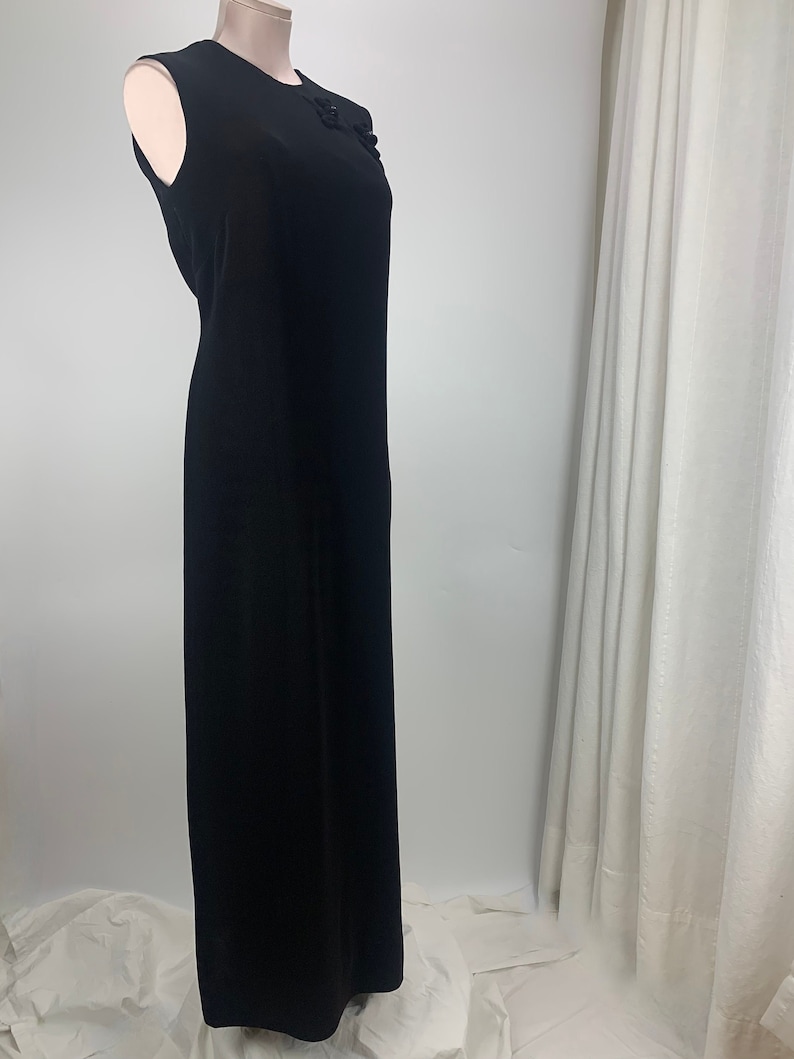 Vintage Mandarin Style Dress Nat Kaplau Couture Full Length Wiggle Dress Side Kick Pleat Size Medium to Large 34 inch Waist image 1
