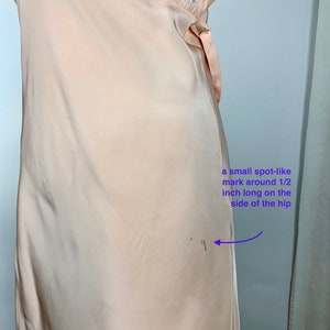 1940's Bias-Cut Negligee in Peach Small Embroidered Blue Star Details RAYON Fabric Size MEDIUM 30 Inch Waist image 9