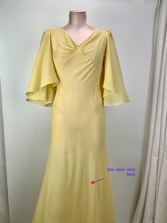 1920's30's Sheer Silk Dress Soft Yellow … Gem
