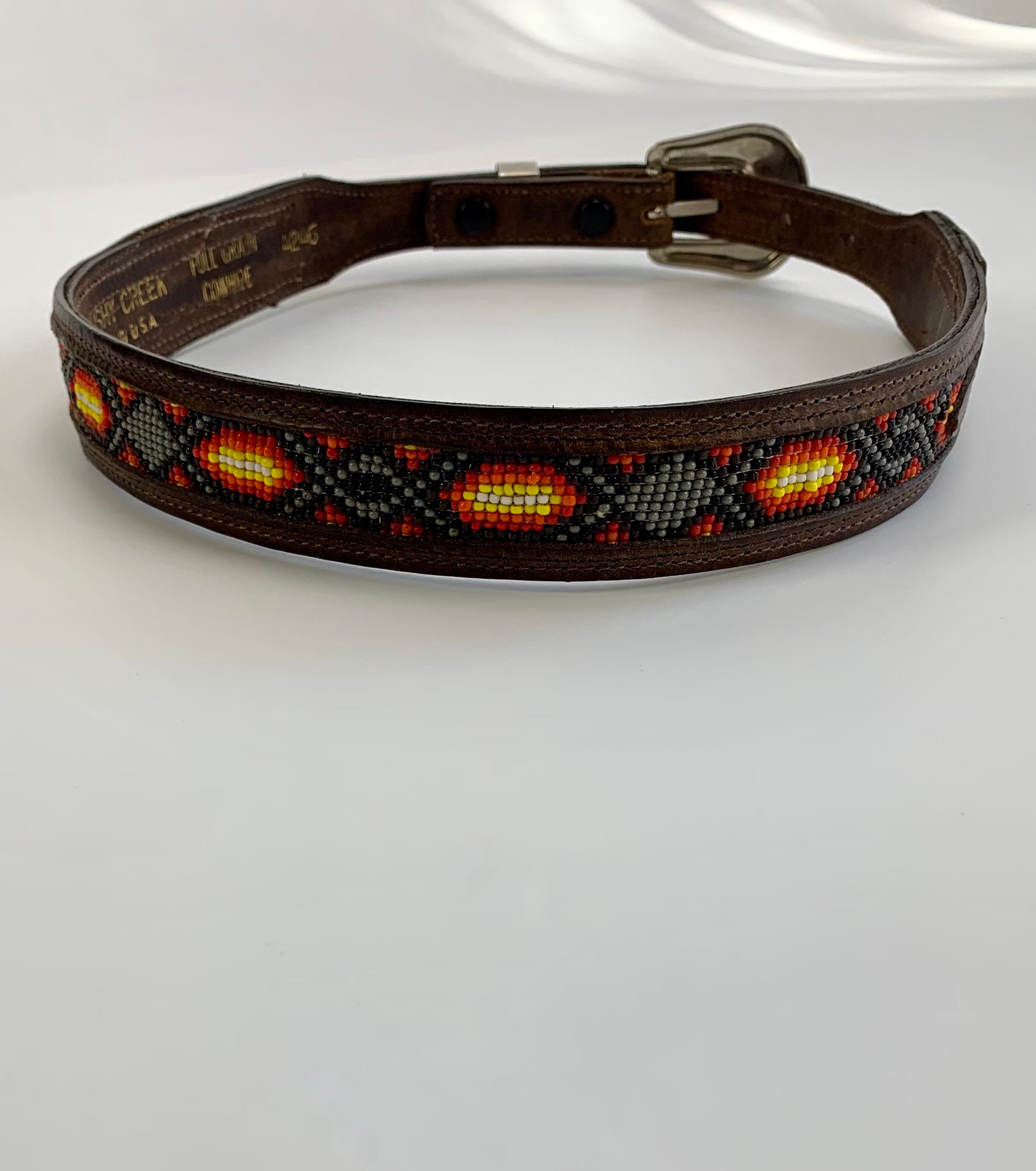 Southwestern Beaded Belt Native American Inspired Brown Etsy