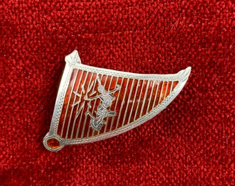 1940'S SIAM Brooch or Pendant - Sterling Silver - Filigree and Red Enamel  - Traditional Goddess Dancer