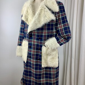 1970'S Pimp Jacket Faux Fur & Wool Plaid Austin Powers Style Fully Lined NOS Dead-Stock /Men's Size Large image 8