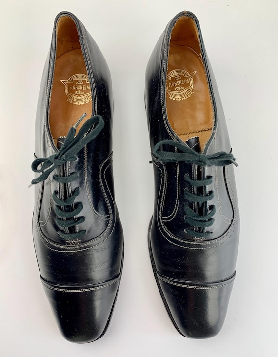 Vintage Florsheim Dress Shoes- 6 Eyelet Cap~toe Oxford - Contrasting  Top-stitched Details - Cloth Lining Men's Size 9-1/2 B (narrow) - Etsy
