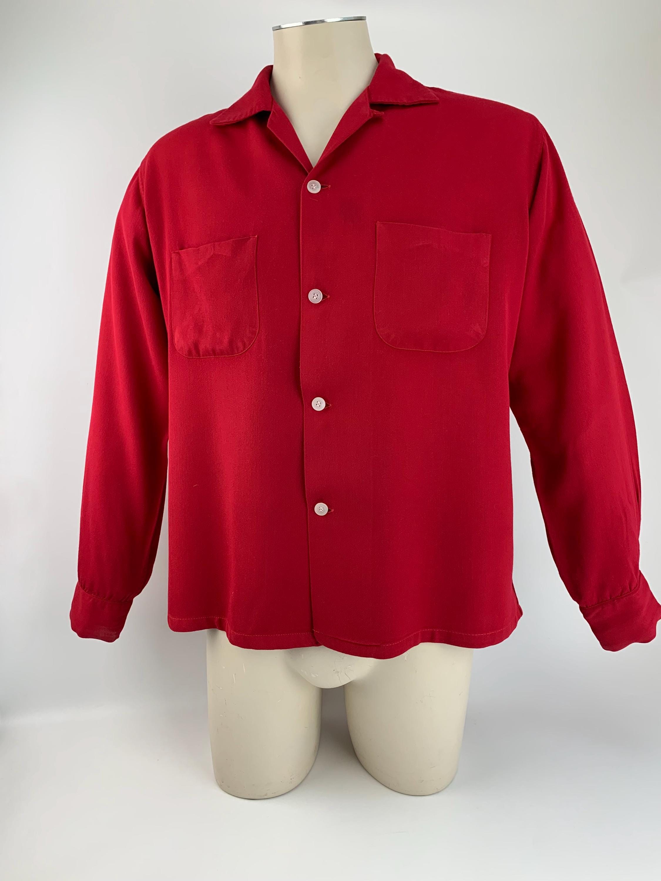 トップス Special! 50s rayon shirt 50s Brewster L/S Open Collar Rayon Shirt USA製 | VOSTOK