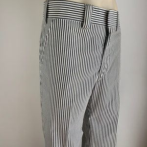 1970'S Striped Seersucker Trousers Gray & White Wide Waistband and Wide Belt Loops 36 Inch Waist DeadStock image 5