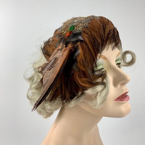 1950's 1960's Pheasant Feather Hat Feather Hat Band Half Hat Dressy Feather Cocktail Cap image 6