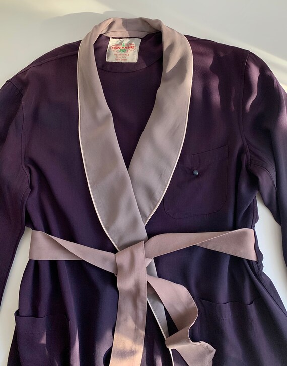 1940'S Gabardine Lounge Robe - 2-Tone Navy & Gray… - image 2