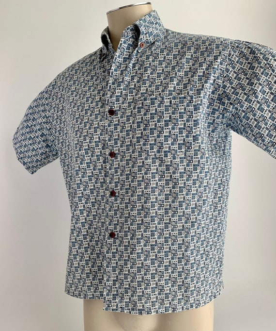 1960's Shirt - All Cotton - FINK Label - Tiny Blu… - image 8