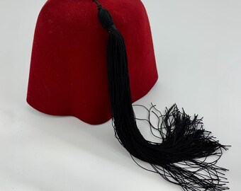 1940'S Masonic Shriner's Fez - Deep Red Wool Felt - OSMAN - the