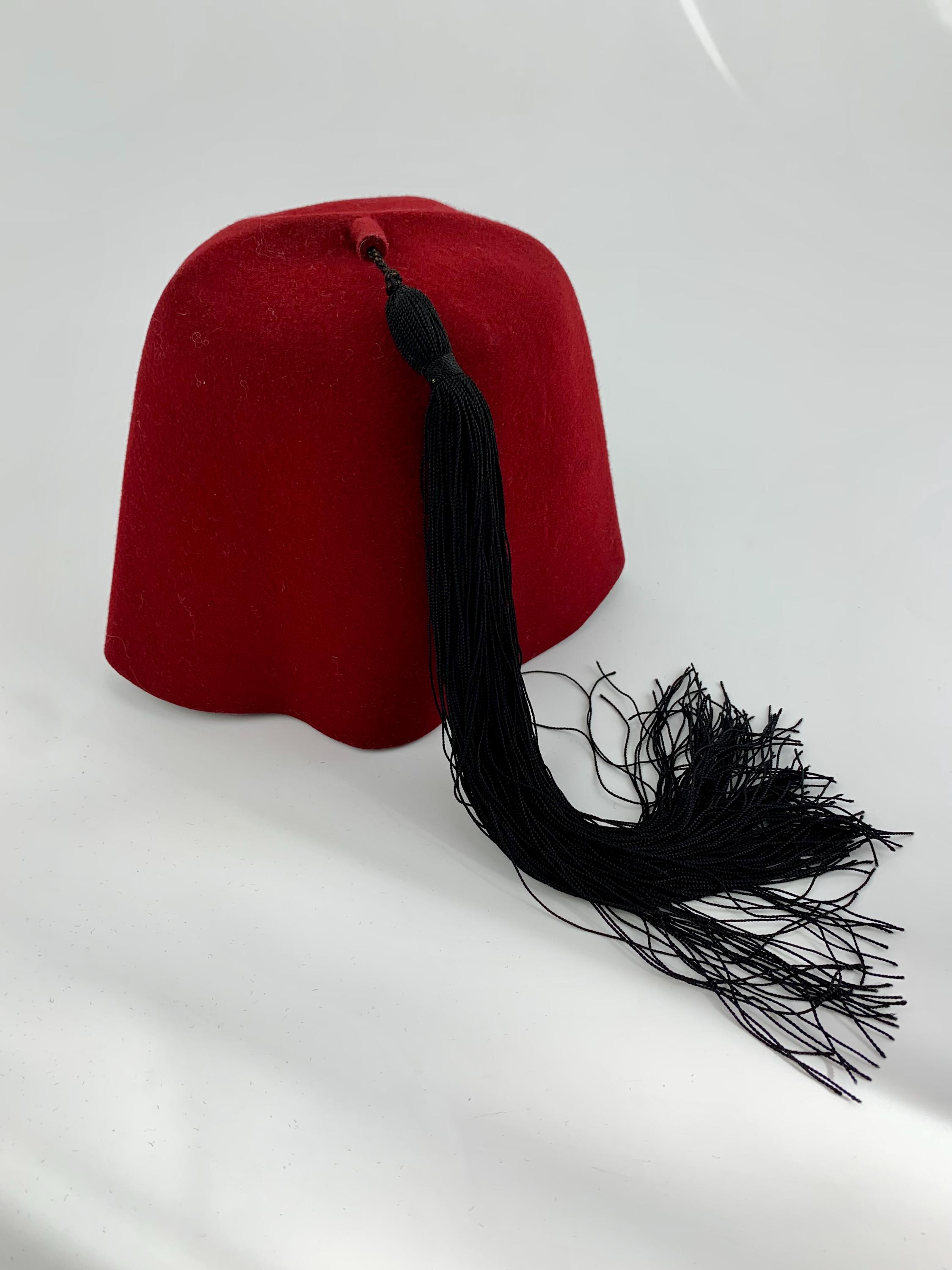 1940'S Masonic Shriner's Fez - Deep Red Wool Felt - OSMAN - the