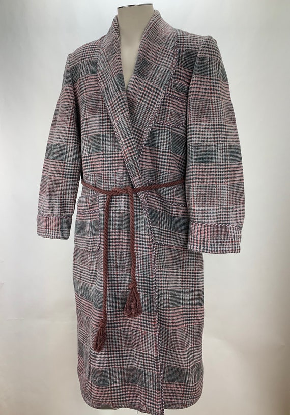 1930's BEACON Blanket Robe - Black, Gray & Red Cot
