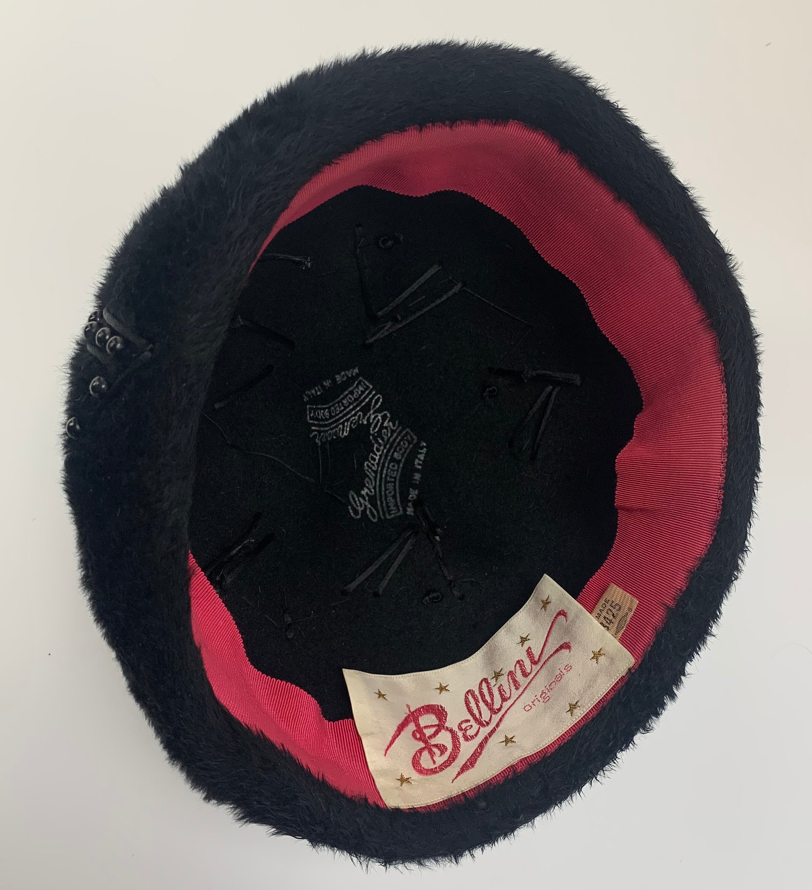 1955-1965 Vintage Italian Fur Felt Cocktail Hat 1950-60 main image 2