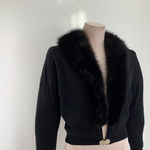 1950's Cashmere Sweater with Mink Collar 100% Pure Cashmere PRINGLE Made in Scotland Women's 36 Tailored Small to Medium image 2