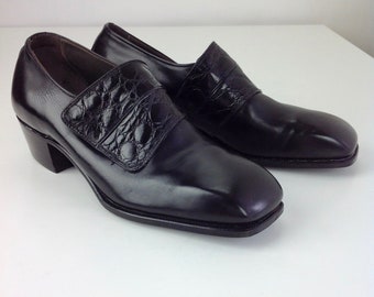 1960's Alligator & Leather Shoes - STETSON LABEL- Slip-On's - Leather Lined - Never Worn - Vintage Dead Stock - Men's SIZE 7-1/2