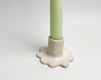 Wavy Candlestick Holder, Small Candle Holder, White