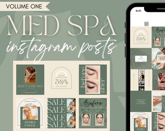 Med Spa Instagram Post & Story Templates for Canva | Editable Esthetician Supplies for Business | Social Media Feed Layout |Spa Beauty Green