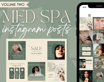 Med Spa Instagram Post & Story Templates for Canva | Editable Esthetician Supplies for Business | Social Media Feed Layout |Spa Beauty Green