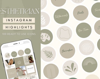 Esthetician Instagram Highlight Covers Icons Templates for Canva