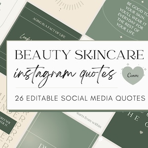 26 Beauty Skincare Instagram Post Quote Templates for Canva | Editable Esthetician Facial Supplies | Social Media Feed Layout | Med SpaGreen