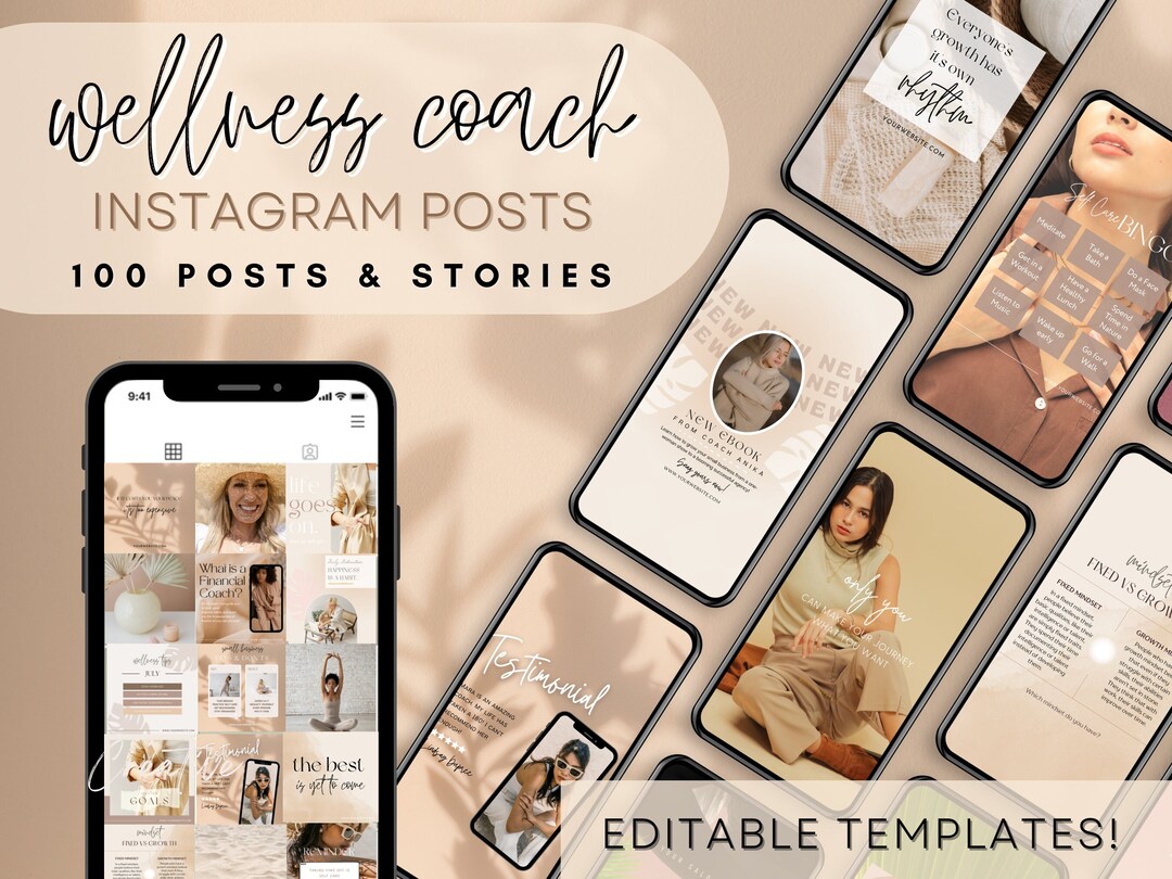 Coach Wellness Instagram Post & Story Templates for Canva | Editable ...