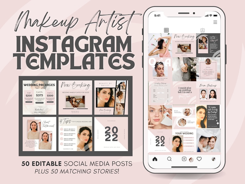 100 Makeup Artist Instagram Post Story Quote Templates for Canva ...