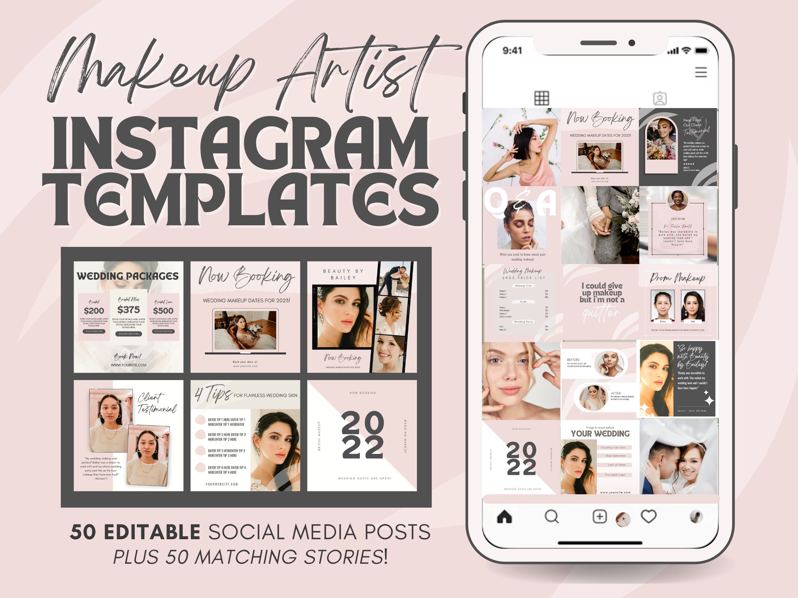 100 Makeup Artist Instagram Post Story Quote Templates for Canva ...