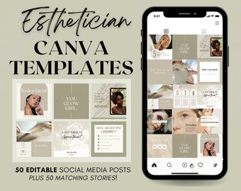 Esthetician Instagram Post & Story Templates for Canva | Editable Beauty Supplies for Business | Social Media Feed Layout | Spa Beauty