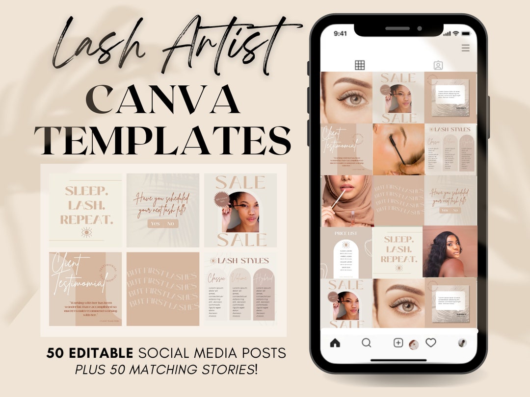 Lash Tech Instagram Post & Story Templates for Canva | Editable Eyelash ...