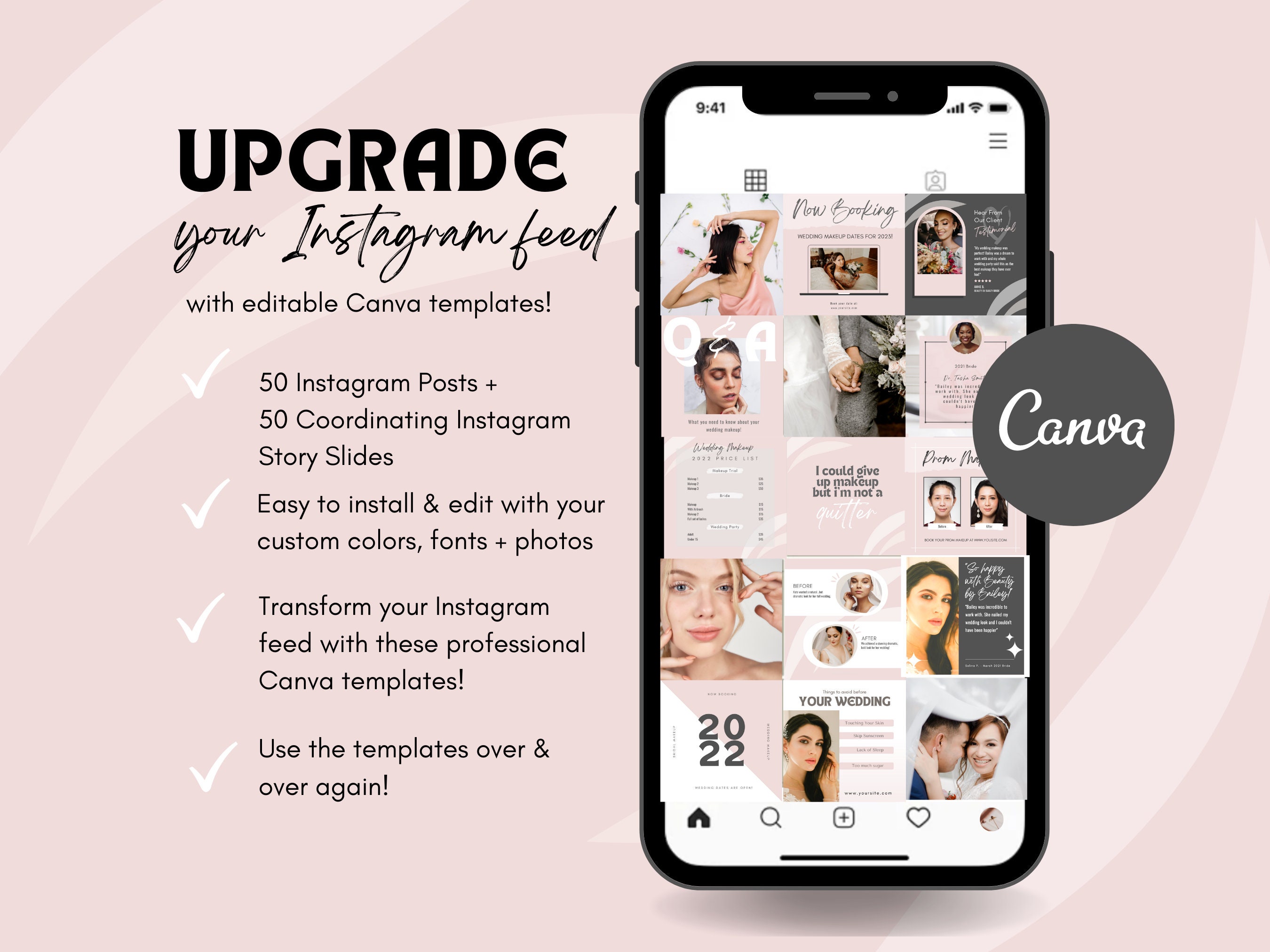 100 Makeup Artist Instagram Post Story Quote Templates for Canva ...