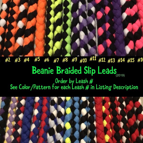 SLIP LEAD ~ Fleece Braided Dog Leash | Flashy, Durable & Strong | Soft on your hands and dogs mouth!