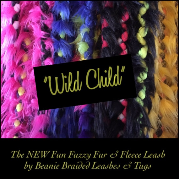 Custom Order FUR & FLEECE wild Child Braided Dog Leash Your Choice of Fur  and Fleece Colors and Pattern. 