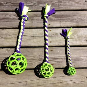 Hol-ee Roller BEANIE Tug -  with or without Kong Squeaker Ball inside !!! Available in 3 Holee Roller sizes!