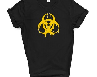 Tropfendes gelbes T-Shirt mit BIOHAZARD-SYMBOL