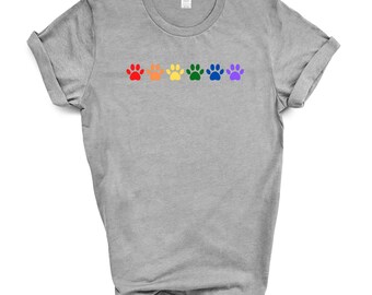 Pride Rainbow PUP PAWS T Shirt