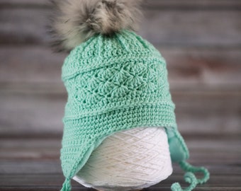 Pom Pom Hat - Fleece lined hat - baby and children