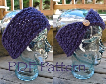 CROCHET PATTERN - The Textured Warmer - Headband - With Button - (PDF File)