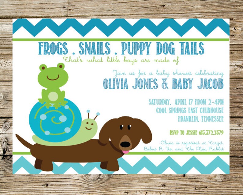Frogs Snails Puppy Dog Tails baby shower invitation Etsy